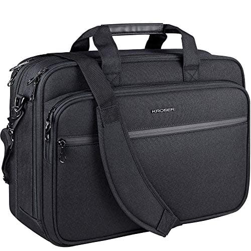 KROSER Laptop Bag Premium Laptop Briefcase Fits Up to 173 Inch Laptop Expandable WaterRepellent Shoulder Messenger Bag Computer Bag for TravelBusinessMenWomenBlack