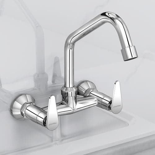 Plantex Pure Brass Sink Mixer Tap Hot and Cold/Kitchen Sink Tap/Water Mixer Tap for Kitchen Sink with Brass Wall Flange and Teflon Tape- 7 Year Warranty by Plantex (LEA-714 -Chrome)