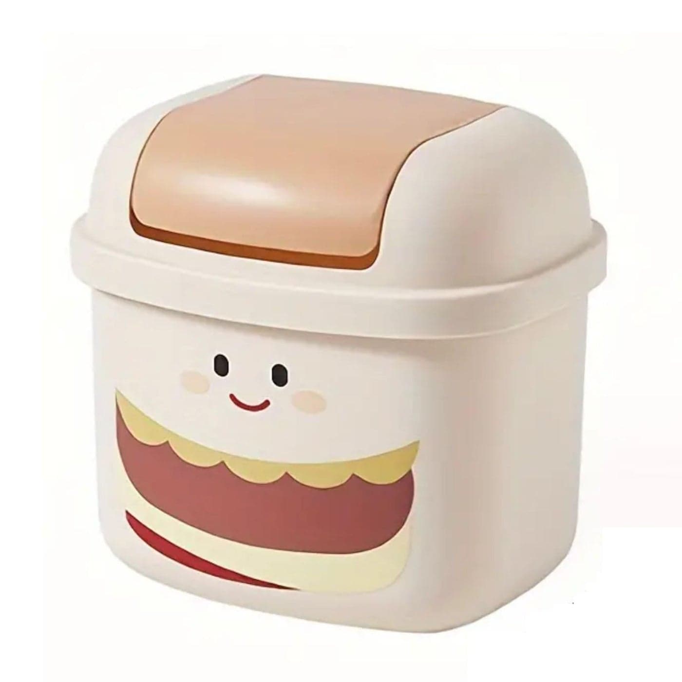 FunBlast Table Dustbin Desktop Bin Mini Trash Can with Swing Top Lid Portable Dustbin Mini Waste Bin Disposal Dustbin for Car Office Desk and Home Use Beige