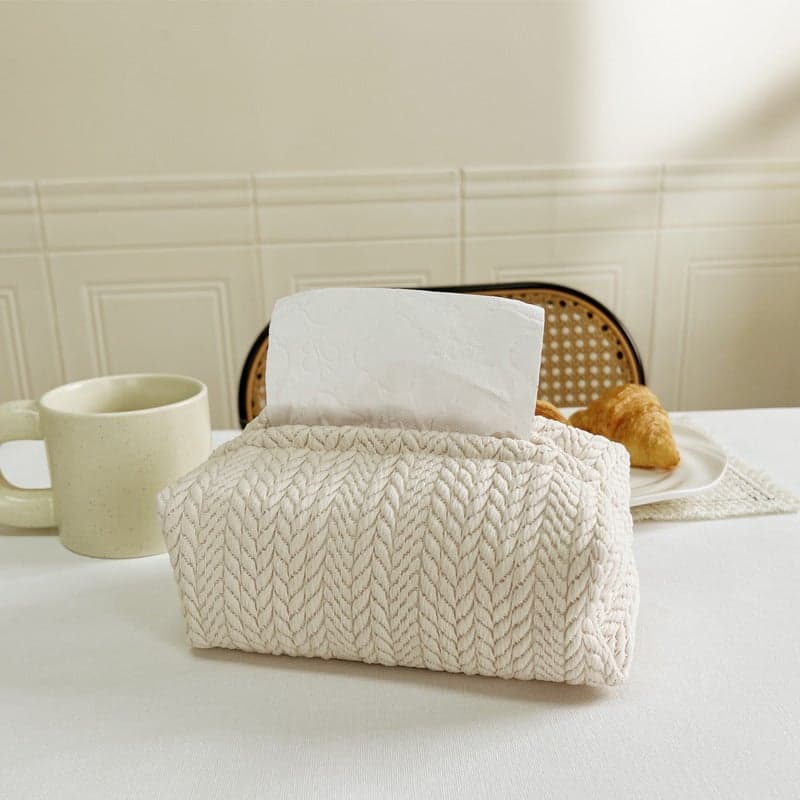 Nordic Ins Wheat Ear Texture Paper Box Cream Fabric Tissue Box Car Tissue Storage Box