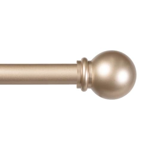 Kenney Chelsea Ball End Window Curtain Rod, Adjustable Curtain Rod for Windows 28 to 48 Inches, Extendable Curtain Rod Set, Soft Brass Gold
