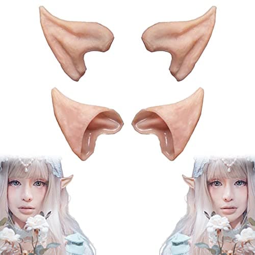 HOMEYA Elf Ears Halloween Cosplay Costumes Pointed Prosthetic Ear Tips Christmas Cosplay Gift for Women Kids Teens Men 2 Pairs