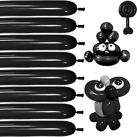 Pop The Party 100 Pieces Twisting Balloons Long Balloons DIY Latex Balloons Modelling Magic Balloons for Birthday Wedding Engagement Anniversary Festival Party Decoration (Black)