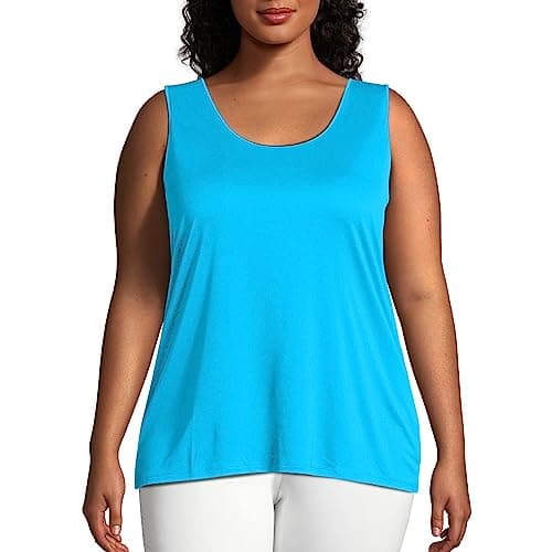 JUST MY SIZE womens Cooldri Performance Scoopneck Tank Top Shirt, Process Blue, 1X US