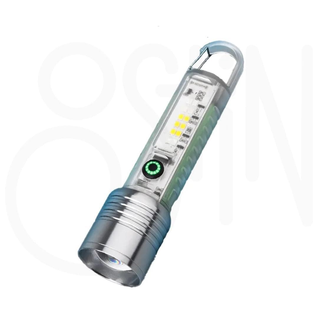 Ostin Portable Rechargeable LED Flash Light 8 Modes Camping Light Mode Key Chain Emergency Flashlight TorchTelescopic Zoom Multifunctional LED Flashlight Camping Hiking