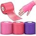 3 Rolls Pre Wrap Tape 275 Inch x 90 Yards Athletic Foam Underwrap Sports Pre Headbands for Hair Ankle Wrists Knees SportsPurple Pink Rose Red