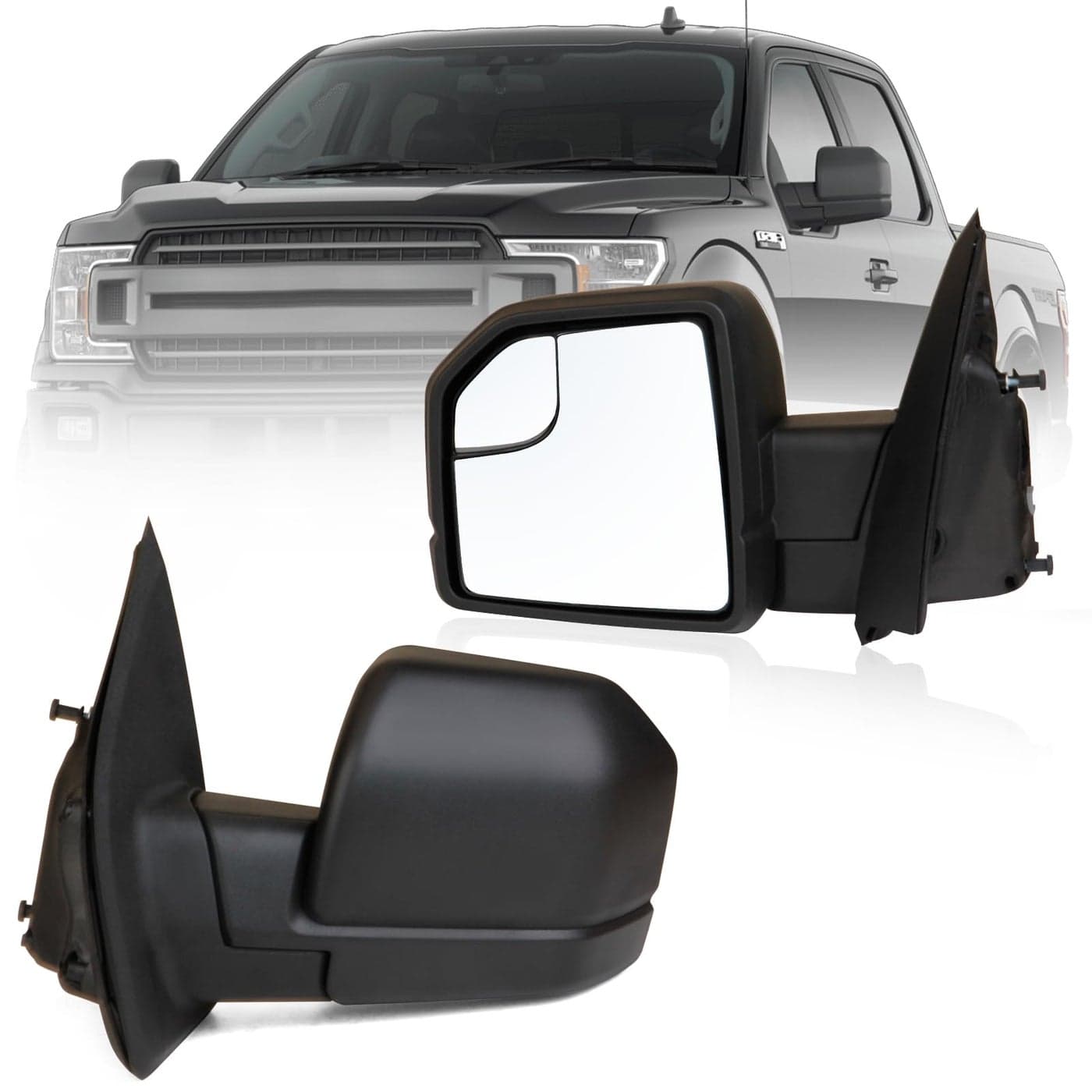 MITZONE F150 Drive Side Mirror compatible with 20152020 Ford F150 with Blind Spot Glass Power 3Pin Without Turn Signal Light NonHeated Textured Black Left Side