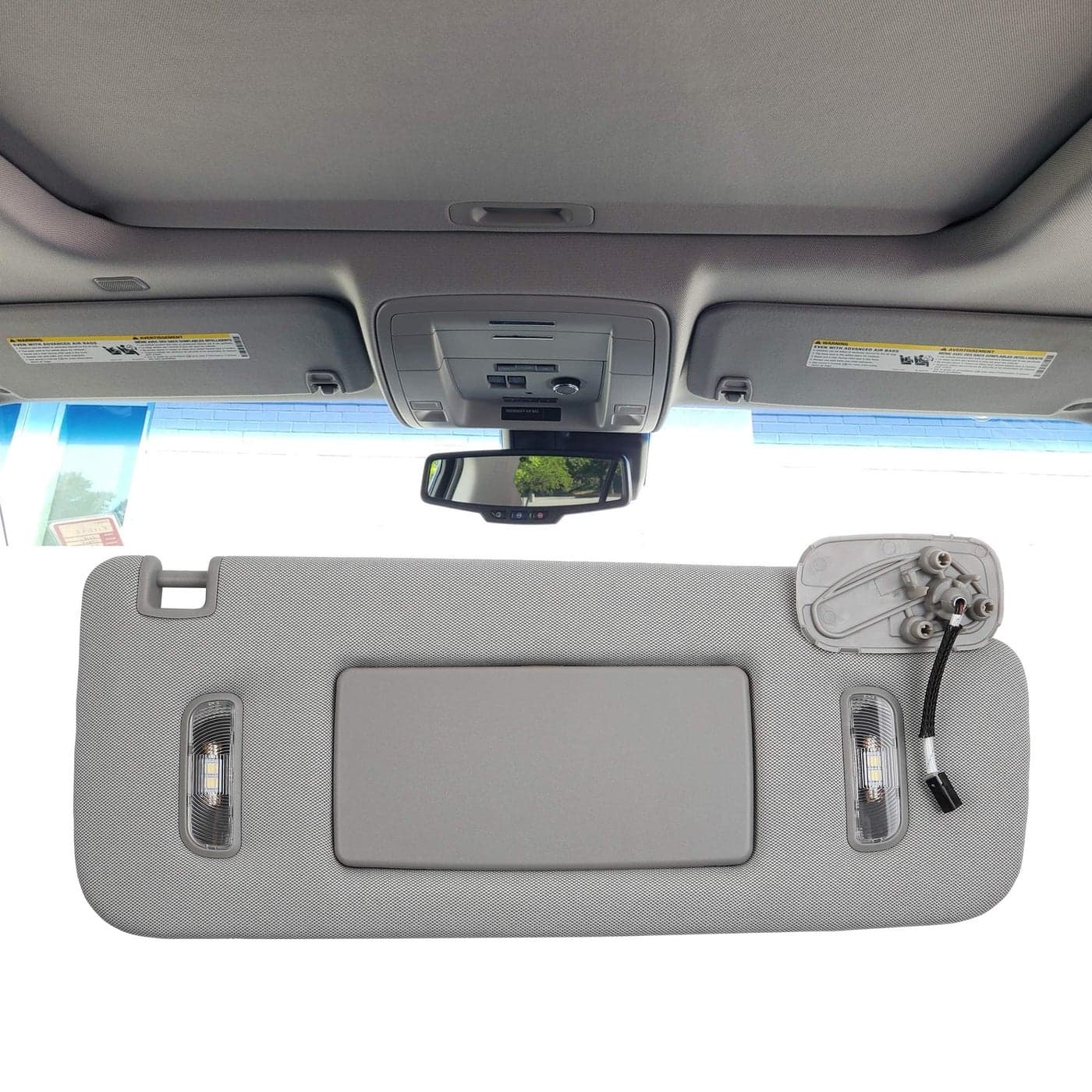 Dasbecan Right Passenger Side Sun Visor Compatible with 20152019 Cadillac Escalade Chevrolet SilveradoSuburbanTahoe GMC SierraYukon Sunvisor Gray