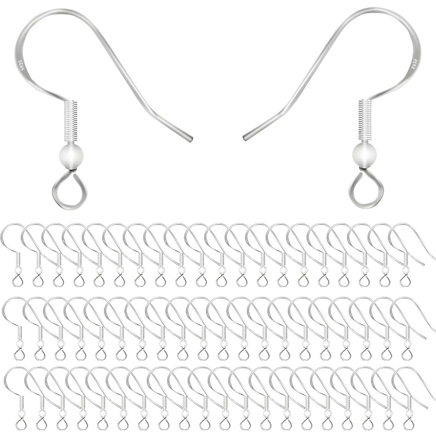 Jewellery Making Earring Hooks for Silk Thread Jewellery Making Silver (50 Pcs), Metal