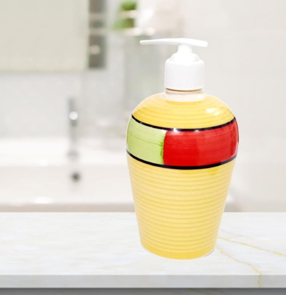 Purpledip Ceramic Liquid Soap Dispenser for Bathroom Or Kitchen (12323)