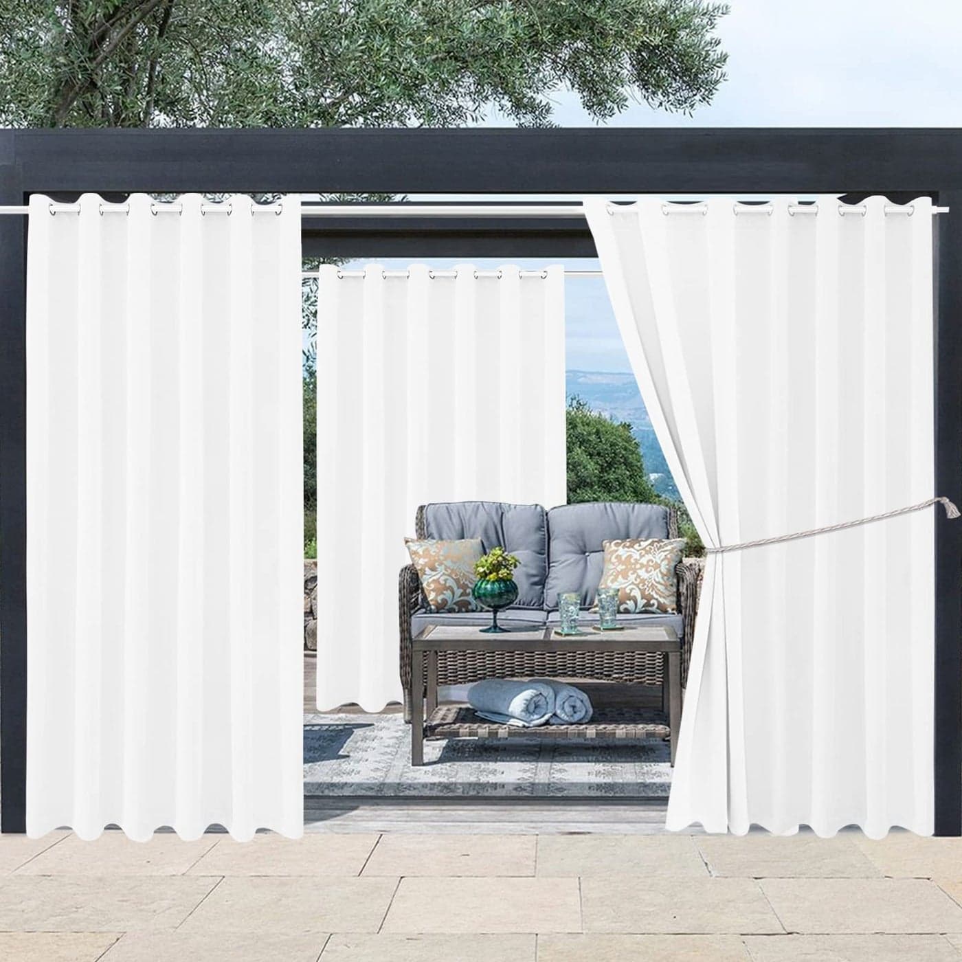 Outdoor Indoor Curtains W84 x L108 for Patio Weatherresistant Window Panels Privacy Protect Grommet Top Thermal Insulated Home Curtain for Porch Pergola Lawn Garden Hot Tub Area 2 Panels