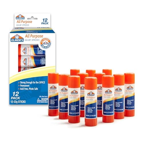 Elmers All Purpose Glue Sticks Washable NonToxic Clear 22 Grams 12 Count Classroom Household Craft Projects Poster Vision Board 1 Teacher Brand