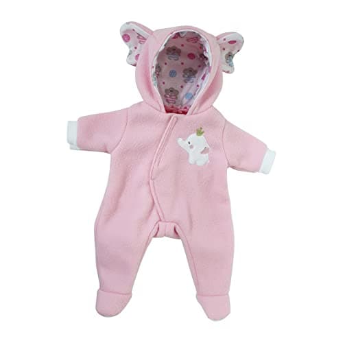 JC Toys Berenguer Boutique Baby Doll Outfit Pink Elephant Themed Hooded Onesie Ages 2 Fits Dolls 14 16
