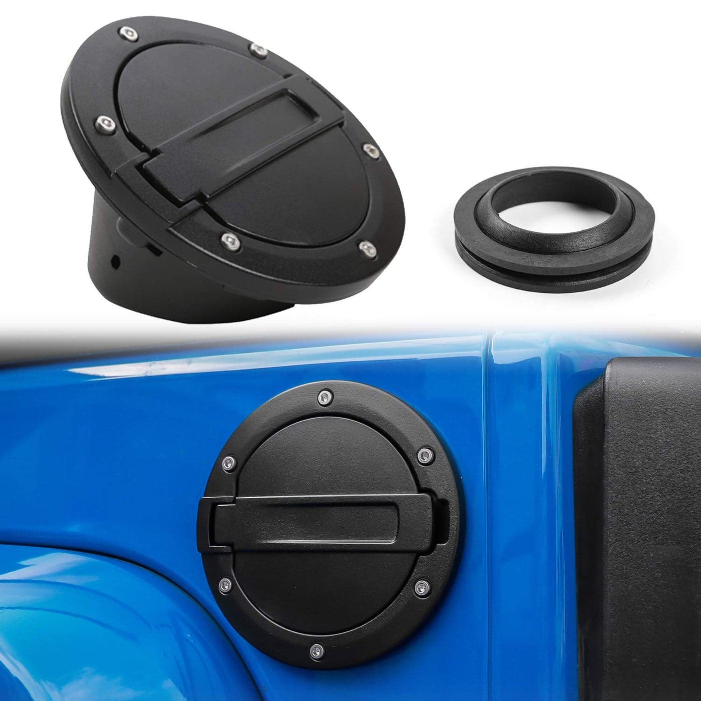 Gas Tank Cap JeCar Fuel Filler Door Cover for 20072018 Jeep Wrangler JK Unlimited