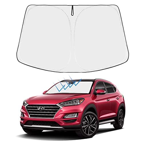 Proadsy 2026 Upgrade Windshield Sun Shade Custom Fit Hyundai Tucson 2016-2021 4-Layer Foldable Front Sunshade Protector Sun Visor Blocks UV Rays Keep Car Cooler Accessories