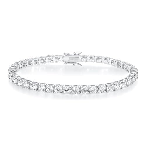 Gemsme 18K White Gold Plated 3.0mm Cubic Zirconia Classic Tennis Bracelet 7.5 Inch