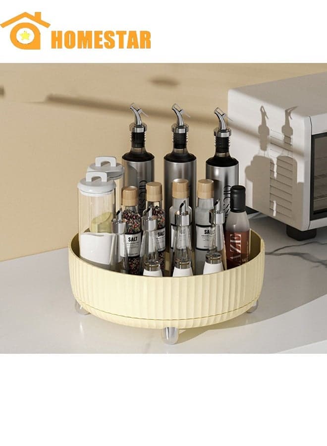 Lazy Turntable Organizer, 360°Rotating Organizer with Thickened Guardrail, Round Spinning Organization for Pantry, Fridge, Countertop, Yellow