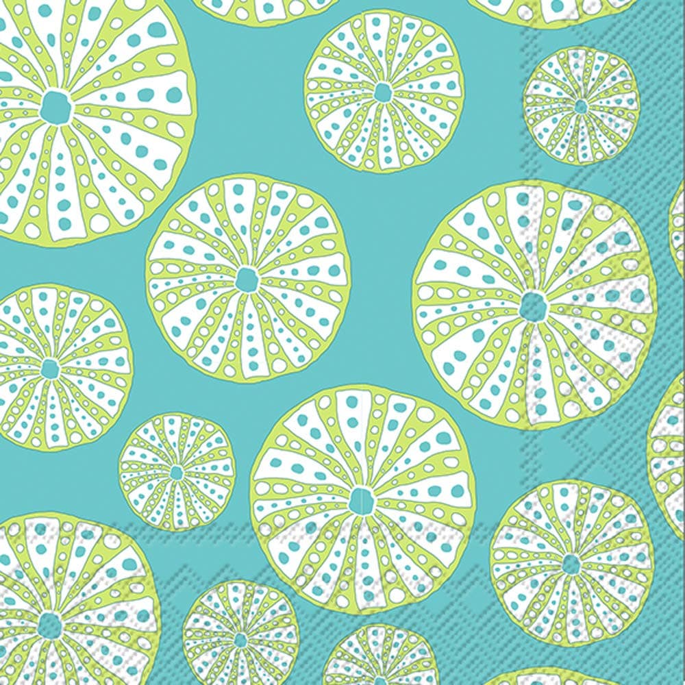 Boston International IHR Cocktail Beverage Paper Napkins 5 x 5Inches Turquoise Urchin 20Count