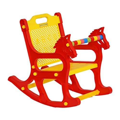 DECCAN PLAST Plastic Gogo Baby Rocking Chair | Red & Yellow | Rocker With Backrest | Toy For Children | Anganwadi Kids Toddlers
