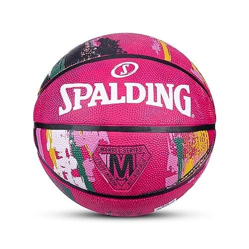 Spalding Marble Rubber Basketball (Color: Pink, Size: 6
