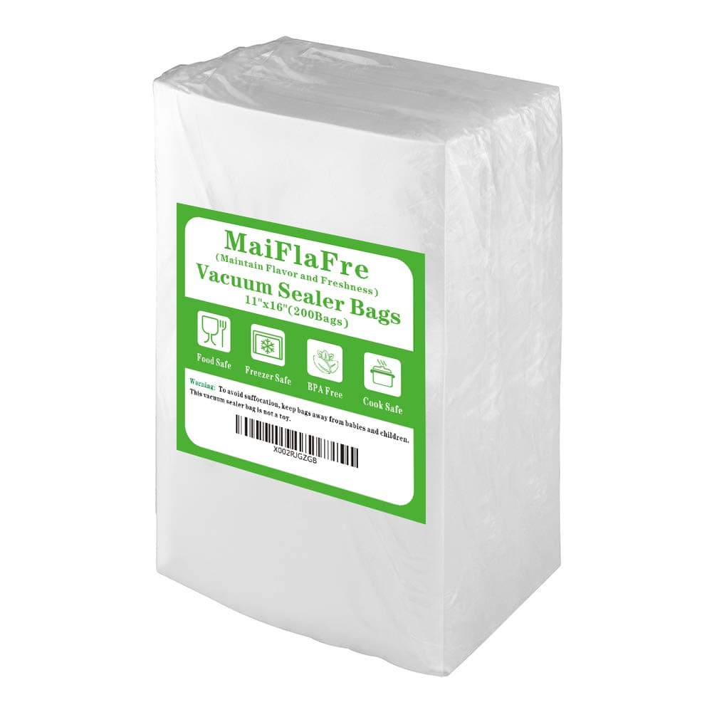 MaiFlaFre 200 Gallon11X16 Vacuum Sealer Bags with Commercial Grade BPA Free Heavy DutyVacuum Sealer Freezer Bags Compatible with Any Types Vacuum Sealer