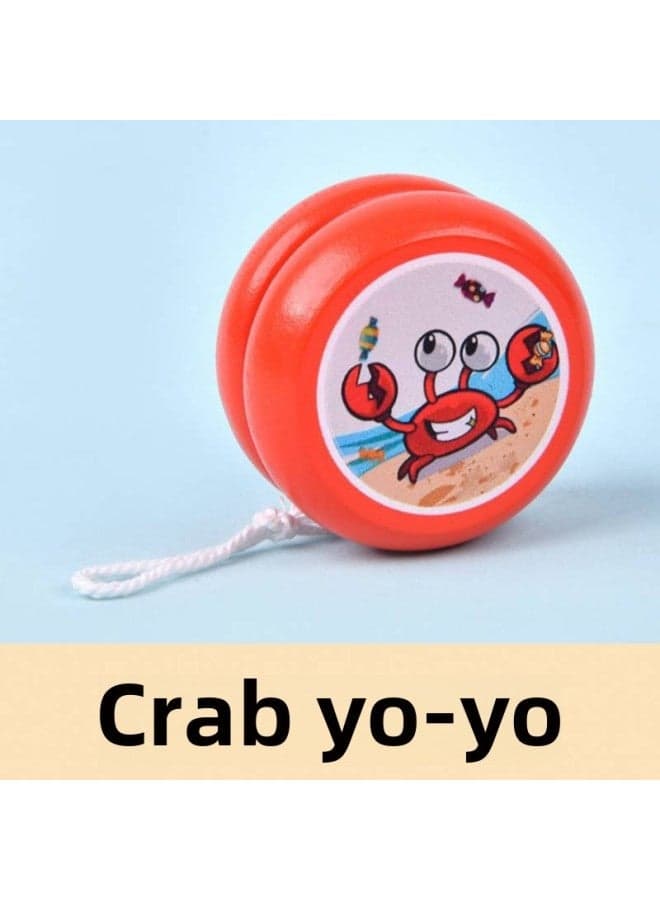 Wooden Yo-Yo for Kids - Beginner Friendly, Cartoon Animal Design, Spinning Ball Toy, Perfect for Kindergarten - Color: Crab