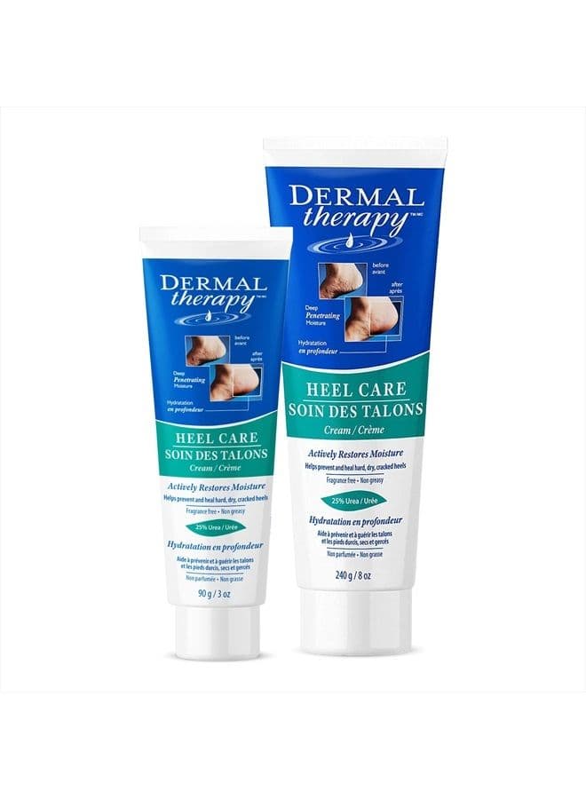 Heel Care Cream - Moisturizing Treatment that Repairs and Heals Dry, Rough, Cracked Heels and Feet | 25% Urea and 6% Alpha Hydroxy Acids (3oz+8oz Bundle)