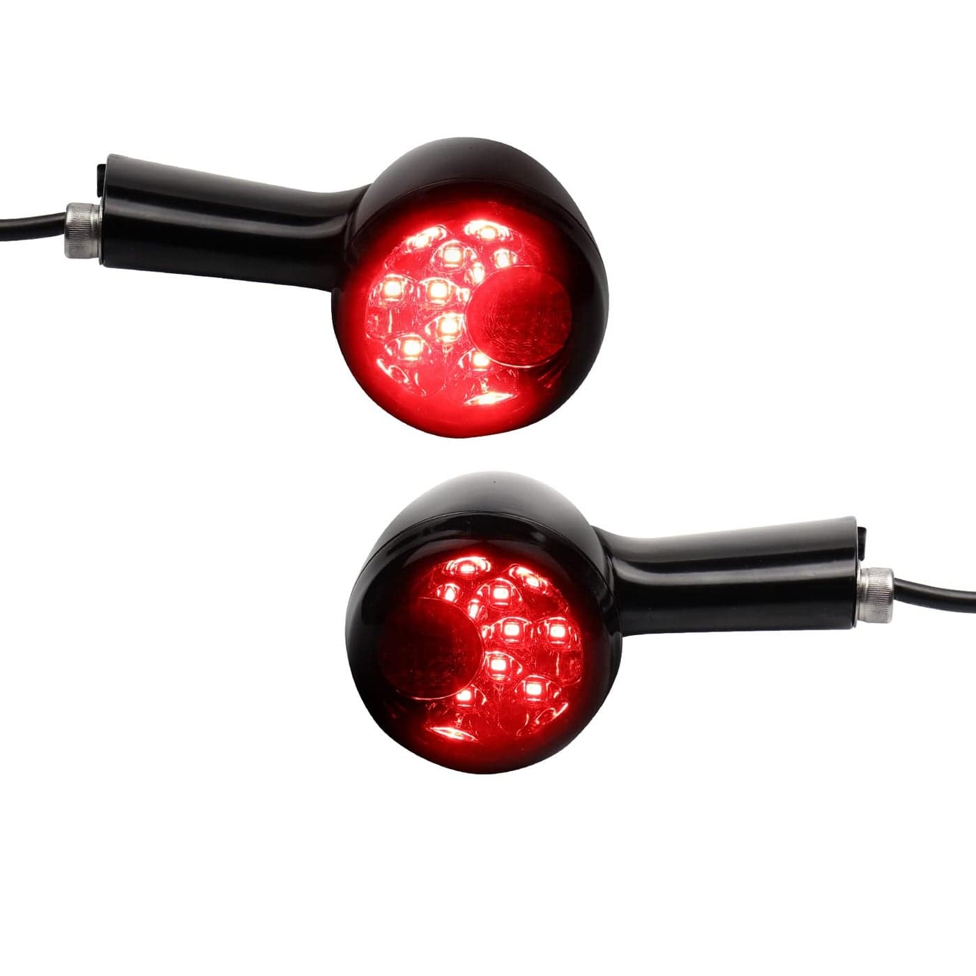 MotoParAcc Universal Smoked Bullet Front Rear LED Turn Signals Motorcycle Brake Taillights 12V Tail Lights Compatible with Halrey Sportster XL1200 Iron 883 Touring Dyna 2Pcs