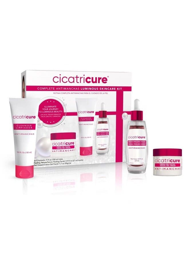 Antimanchas Skin Care Kit: AHA & PHA Exfoliating Face Wash, Brightening Serum, and Moisturizing Gel Cream - Dark Spot Reduction, Enhanced Glow, Paraben & Sulfate-Free