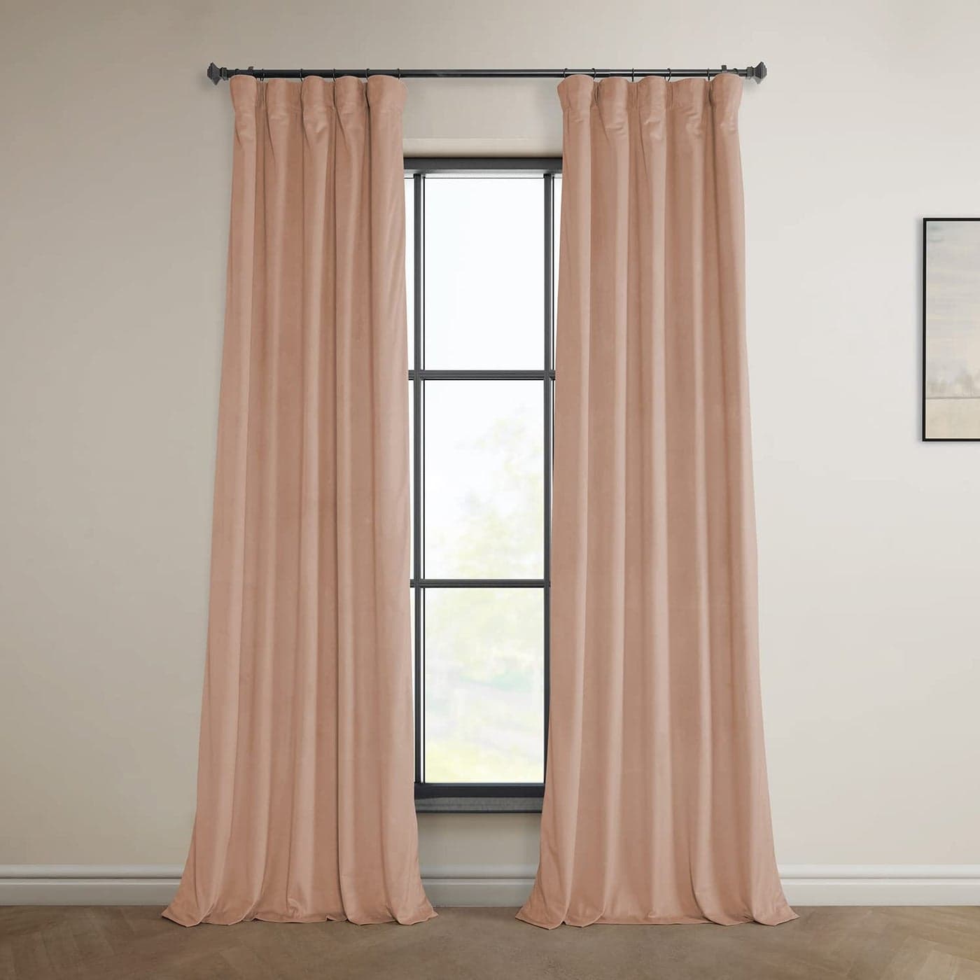 HPD Half Price Drapes Heritage Plush Velvet Curtains 96 Inches Long Room Darkening Curtains for Bedroom Living Room 50W x 96L 1 Panel Peach Blossom