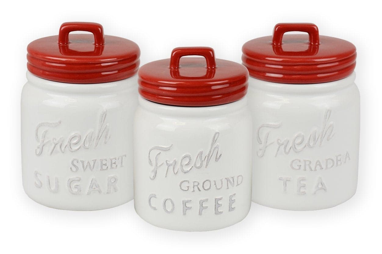 DII Kitchen Accessories Collection Ceramics Jar Canister Set Red 3