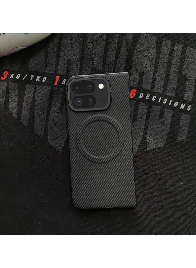 Case for Google Pixel 9 Pro Fold (2024),Magnetic Carbon Fiber Texture Ultra-Thin Phone Case Compatible with Wireless Charging,Protective Cover for Pixel 9Pro Fold