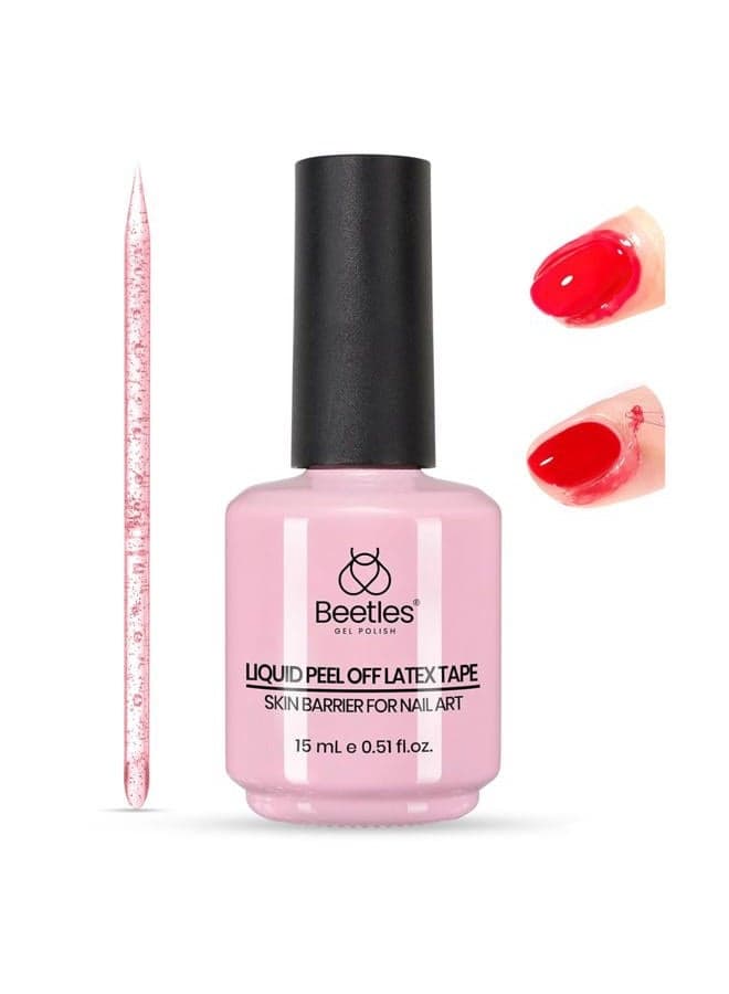 Beetles Liquid Latex for Nail 15ml - Peel off Nail Polish Cuticle Guard with Plastic Nail Care Stick Nails Design Air-Dry Liquid Latex Barrier for Protector Fingers