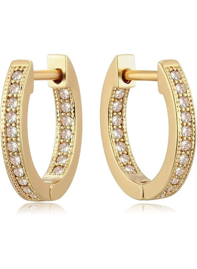 Women Huggie Hoop Earrings Gold Ear Stud Cuff 14K Gold Filled Small Boho Beach Simple Delicate Handmade Hypoallergenic Jewelry Gift