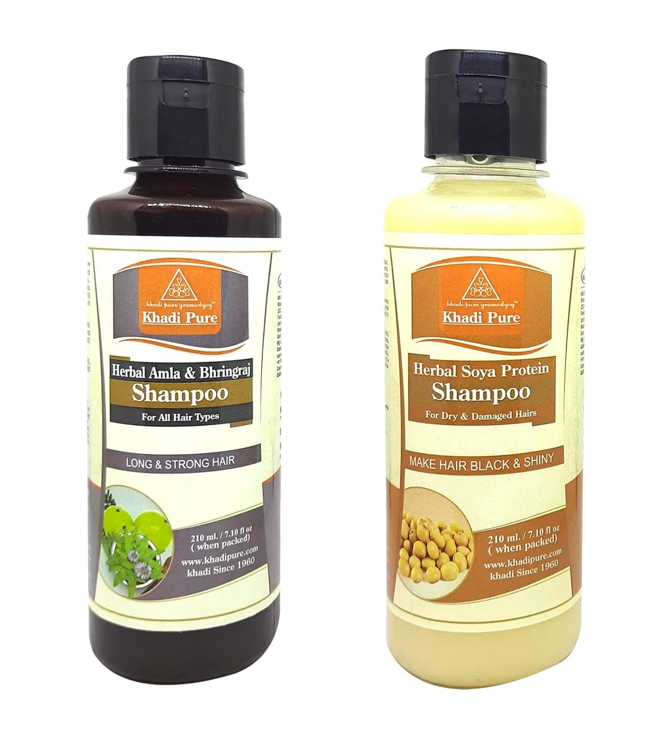 Khadi Pure Amla Bhringraj Soya Protein ShampooHair Cleanser 210 Ml Pack Of 2