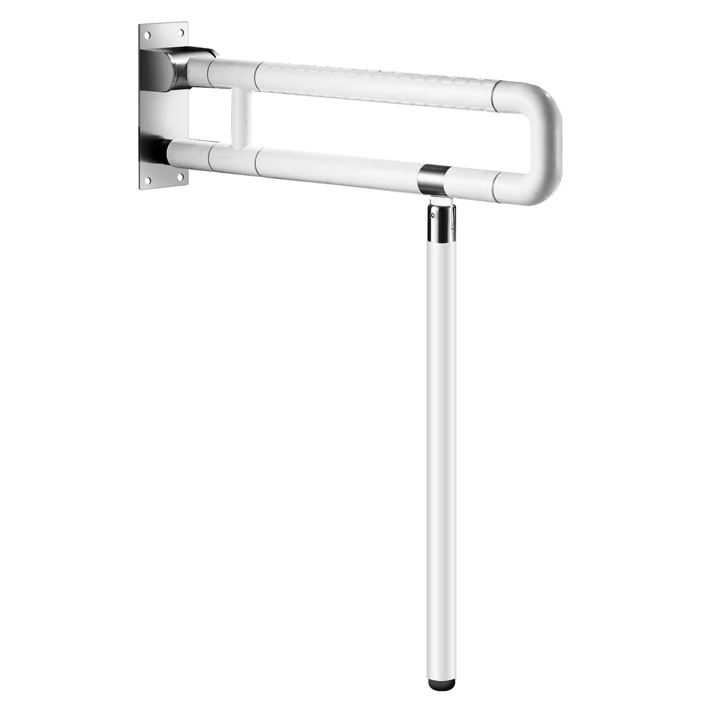 Modunful Upgraded Handicap Grab Bar for Bathroom Flip Up Toilet Hand Rail for Elderly Disabled Pregnant 236 Inch White Textured Finish Stainless Steel