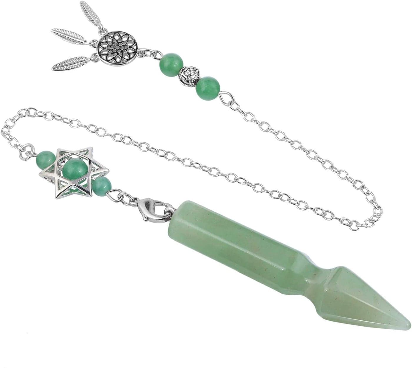 Rockcloud Arrow Shape Crystal Stone Pendant Pendulum for Dowsing Divination Chakra Reiki Healing Meditation, Green Aventurine