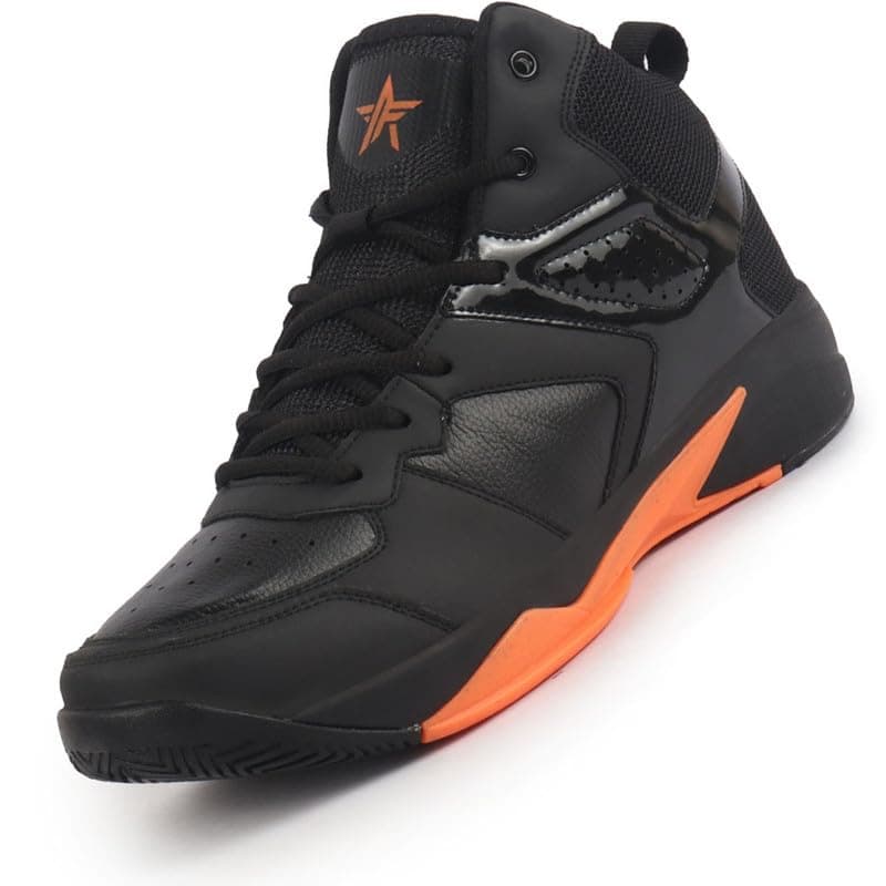 FAUSTO FST FJMMC-18001 ORANGE-44 Men Orange High Top Colorblocked Chunky Classic Lace Up Sneakers|Breathable Basketball Shoes with Memory Cushion|Anti Skid Comfort Grip Sole (10 UK)
