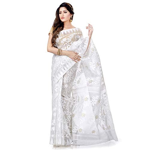 dB DESH BIDESH Women`s Cotton Silk Soft Jamdani Saree Handloom Silk Sarees For women dhakai jamdani fancy Banarasi Weaving Art Silk Zari Party, Wedding, gold |saree for Women | New Sari Latest sarees