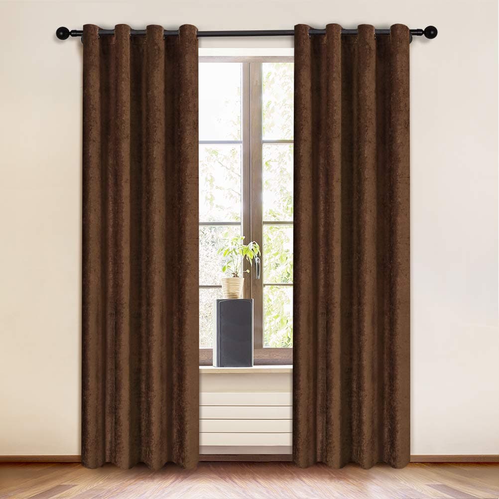 ELKCA Chocolate DoubleSided Chenille Curtains for Living Room Modern Window Treatment for Bedroom CurtainGrommet Top2 Panels Chocolate 52 W x 84 L