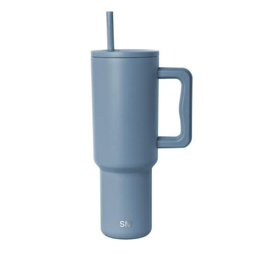 Simple Modern 40 oz Trek Tumbler with Handle and Straw Lid | Cup Holder Friendly Insulated Stainless Steel Travel Mug | Blue Dune