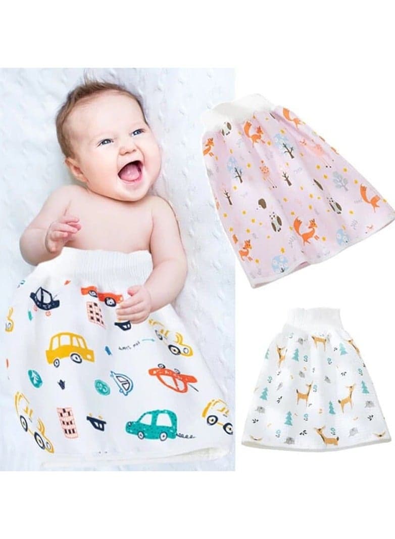 1 Pcs Baby Diaper Pant TPU Waterproof Print Diaper Skirt Cotton High Waist Training Pants Baby Kids Elastic Leakproof Mat Cover