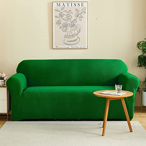 House of Quirk Universal Double Seater Polar Fleece 220 GSM Fabric Sofa Cover Flexible Stretch Sofa Slipcover (Emerald Green, Double Seater)