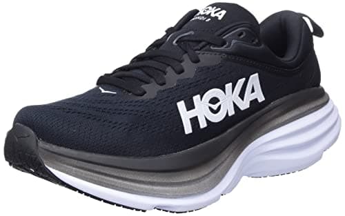 Hoka Women's Bondi 8 Sneaker, Black/White, 6