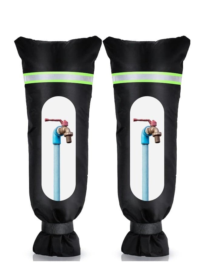 Outdoor Faucet Cover Waterproof Insulated Faucet Freeze Protections Socks for Winter with Reflective Strip Reusable for Garden Lawn Faucets and Yard Hydrant 20x7.9 Inch(2 Pieces)