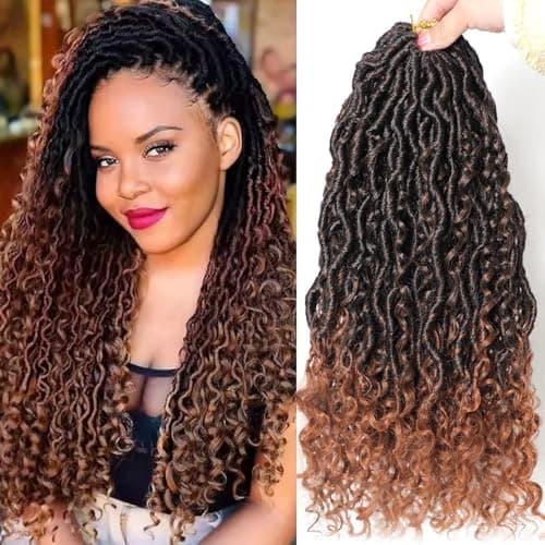 Violet Goddess Locs Crochet Hair 6 Packs for Black Women River Boho Faux Locs 18 Inch With Curly Ends Soft Bohemian Crochet Braids 1B30