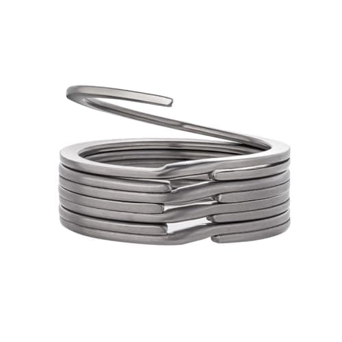 BANG TI Titanium Heavy Duty Nice Elasticity Key Rings 1.18"/30mm Easy Open Keyring in Bulk (Grey 5Pack)