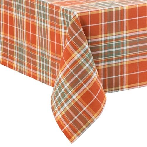 Elrene Home Fashions Hawley Plaid FallHarvestThanksgiving Cotton Rectangle Tablecloth 60x84
