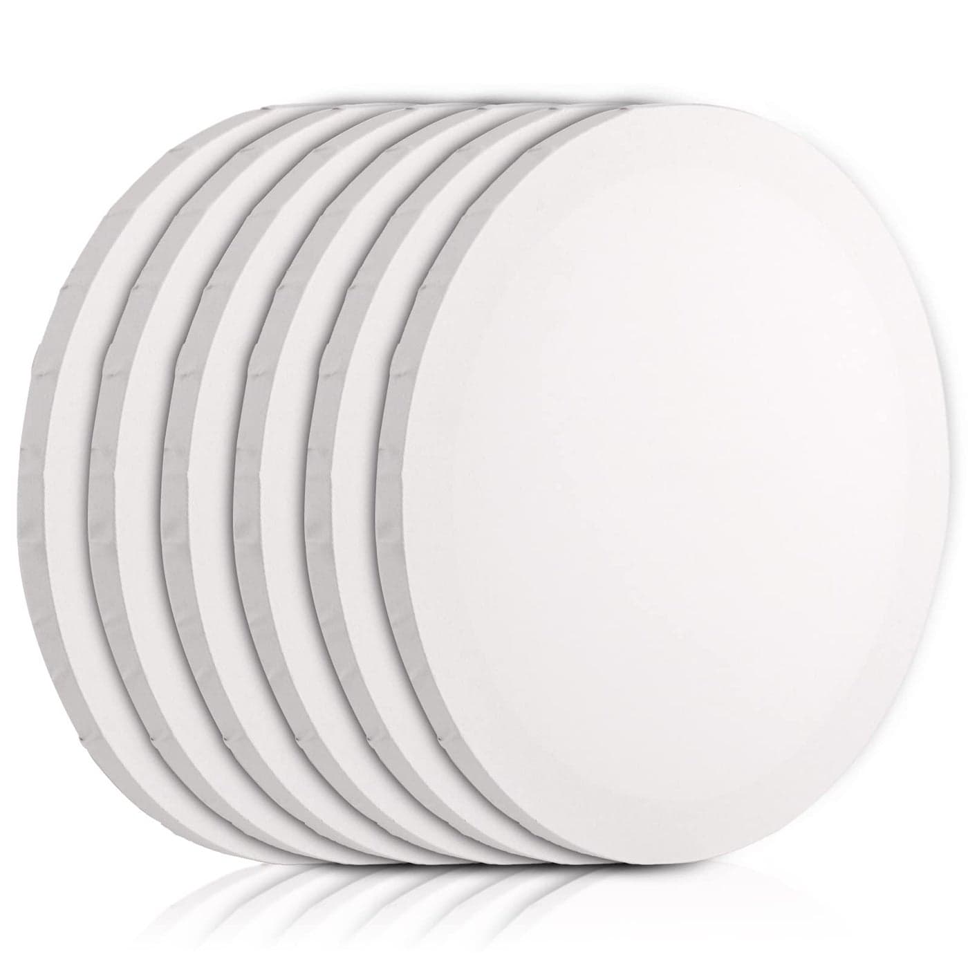 Frcctre 6 Pack 12 Inch Round Canvas Panels Pre Stretched Blank Painting Canvas Boards Circle White Art Canvas Panels for Oil Acrylic Gouache Crafts