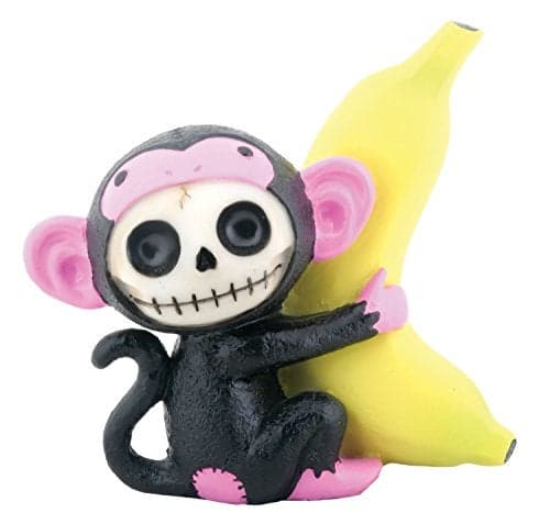 SUMMIT COLLECTION Furrybones Black Munky Signature Skeleton in Monkey Costume Holding a Banana